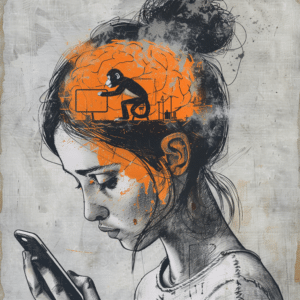 Mädchen starrt betrübt auf ihr Smartphone